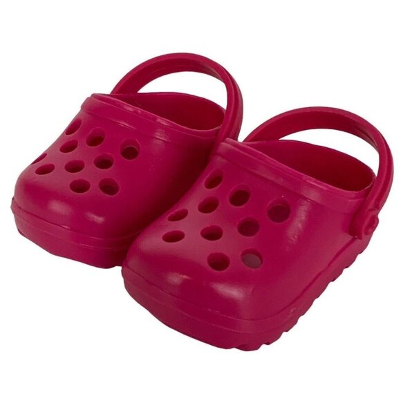 Our Generation Doll Shoe Lot Of 2 Pair Pink Plastic Clogs Silver Sparkly Flats - Picture 10 of 16